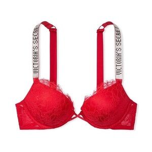 VS Bombshell Add-2-Cups Lace Shine Strap Push-Up Bra